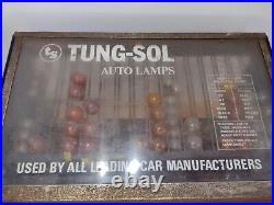 Vintage 60s Auto Parts counter light bulb Tung Sol display With Lid 17x10x10