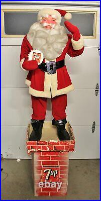 Vintage 7-Up 6 Ft Santa Claus on Chimney Christmas Advertising Store Display