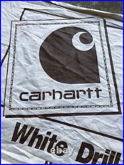 Vintage 70s Carhartt Workwear Sign Canvas Banner Store Display Denim 4ft X 2ft