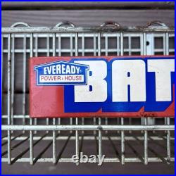 Vintage 70s Union Carbide Eveready Powerhouse Batteries Metal Display Rack Shelf