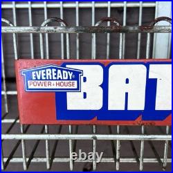 Vintage 70s Union Carbide Eveready Powerhouse Batteries Metal Display Rack Shelf
