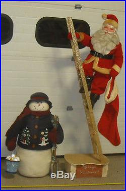 Vintage 72 Department Store Display Christmas Santa Claus Doll With Snowman