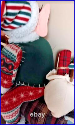 Vintage 90's Christmas Plush Elf Riding Reindeer 32 Store Display