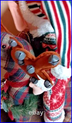 Vintage 90's Christmas Plush Elf Riding Reindeer 32 Store Display