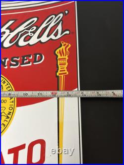 Vintage 90s Campbells Soup Tomato Porcelain Man Cave Store Sign Display Garage