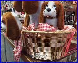 Vintage ANIMATED PUPPIES IN BASKET Motorized Window Display Working Toy Rare Dog