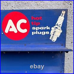 Vintage Action AC Hot Tip Spark Plugs Metal Wall Display Advertising Made in USA