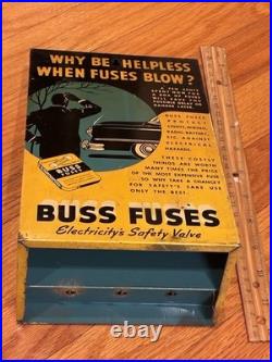 Vintage Advertising Display Case BUSS GLASS TUBE FUSES WHY BE HELPLESS WHEN