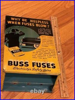 Vintage Advertising Display Case BUSS GLASS TUBE FUSES WHY BE HELPLESS WHEN
