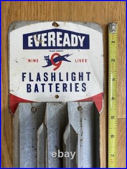 Vintage Advertising Eveready Battery Display Rack Sign Nine Lives Metal 1960's