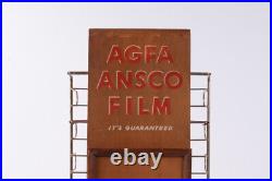 Vintage Agfa Ansco Film Holder Display Camera Store Metal And Wood E11