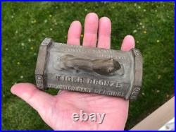 Vintage American Brake Shoe Company Tiger Bronze Paperweight Auto Train Aircraft