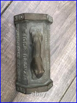 Vintage American Brake Shoe Company Tiger Bronze Paperweight Auto Train Aircraft