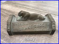 Vintage American Brake Shoe Company Tiger Bronze Paperweight Auto Train Aircraft