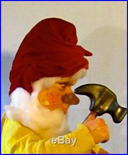 Vintage Animated Mechanical Hamberger Store Display Figure Christmas Elf Gnome