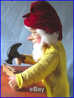 Vintage Animated Mechanical Hamberger Store Display Figure Christmas Elf Gnome