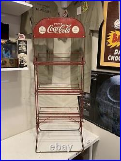 Vintage Antique 1930s Coca Cola Advertising Folding Wire Store Display Rack Sign