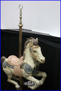 Vintage Antique Carousel Horse Store Display Brass Pole & Stand 50 Tall Rare