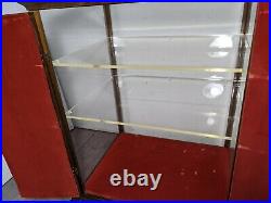 Vintage Antique Clear Acrylic General Store Showcase Wood Display Cabinet Case