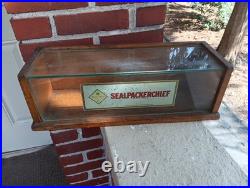 Vintage Antique Counter Display Sealpackerchief Sign Handkerchiefs Hankie