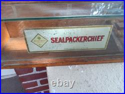 Vintage Antique Counter Display Sealpackerchief Sign Handkerchiefs Hankie