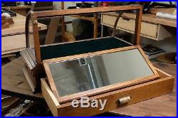 Vintage Antique Curved Glass Oak Display Case With Drawer Beautiful And Rare