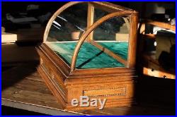 Vintage Antique Curved Glass Oak Display Case With Drawer Beautiful And Rare