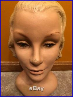 Vintage Antique Female Mannequin Head Exact Age Unknown