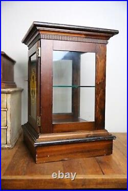 Vintage Antique Store Counter Display Case Apothecary Wood Cigars with lock key
