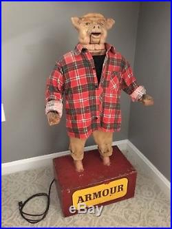 Vintage Armour Meats/Hot Dogs 1950s Advertising Store Display Mechanical Pig