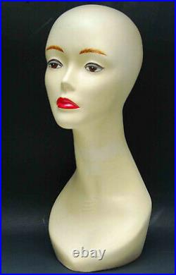 Vintage Art Deco Signed Wella Mannequin Head Bust Composition 18 Wig Model Hair
