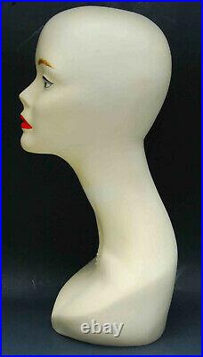 Vintage Art Deco Signed Wella Mannequin Head Bust Composition 18 Wig Model Hair