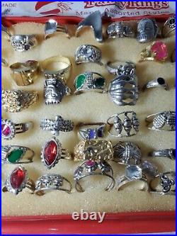 Vintage Assorted Fancy Rings Full Store Display Made in India RARE 48 RINGS