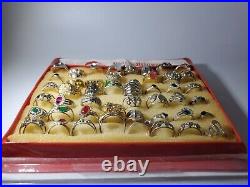 Vintage Assorted Fancy Rings Full Store Display Made in India RARE 48 RINGS