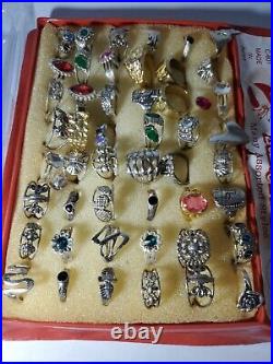 Vintage Assorted Fancy Rings Full Store Display Made in India RARE 48 RINGS