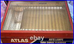 Vintage Atlas Auto Lamps Turn Signal Flashers Metal Store Display Cabinet Sign