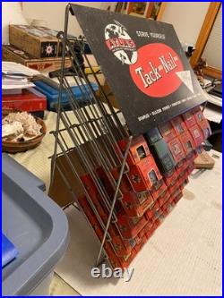 Vintage Atlas Tack and Nail Bar wire rack counter display with (65) NOS boxes