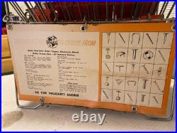 Vintage Atlas Tack and Nail Bar wire rack counter display with (65) NOS boxes