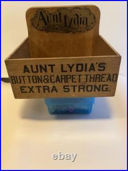 Vintage Aunt Lydia's Button & Carpet Thread Advertising Wood Store Display Box