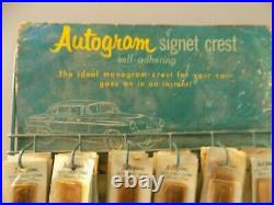 Vintage Autogram Signet Crest Display with40 Signet Crests Automotive Store Displa