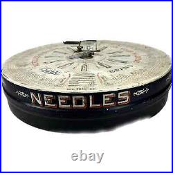 Vintage BOYE NEEDLES & SHUTTLES Metal Spinning Store Display with 1 Filled Shuttle