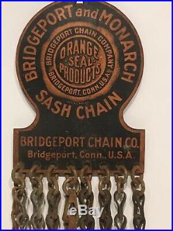 Vintage BRIDGEPORT and MONARCH CHAIN CO. Advertising Sash Chain Display