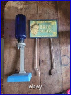 Vintage BROMO SELTZER Lenticular Sign, Cobalt Blue Bottle & Dispenser EMERSON