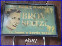 Vintage BROMO SELTZER Lenticular Sign, Cobalt Blue Bottle & Dispenser EMERSON