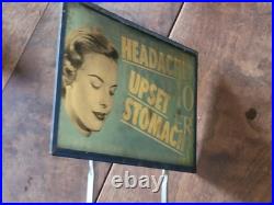 Vintage BROMO SELTZER Lenticular Sign, Cobalt Blue Bottle & Dispenser EMERSON
