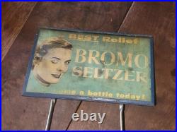 Vintage BROMO SELTZER Lenticular Sign, Cobalt Blue Bottle & Dispenser EMERSON