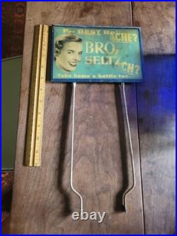 Vintage BROMO SELTZER Lenticular Sign, Cobalt Blue Bottle & Dispenser EMERSON