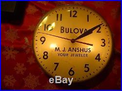 Vintage BULOVA Dealer Store Display Lighted Domed Glass Clock Lights Up & Works