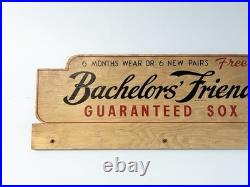 Vintage Bachelors' Friend Guaranteed Sox Store Display Advertising Wood Sign