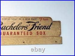 Vintage Bachelors' Friend Guaranteed Sox Store Display Advertising Wood Sign Vintage Bachelors' Friend Guaranteed Sox Store Display Advertising Wood Sign